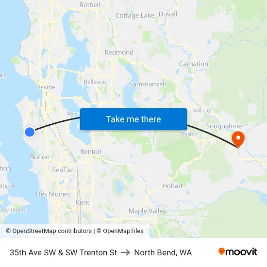 35th Ave SW & SW Trenton St to North Bend, WA map