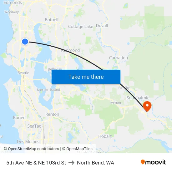 5th Ave NE & NE 103rd St to North Bend, WA map