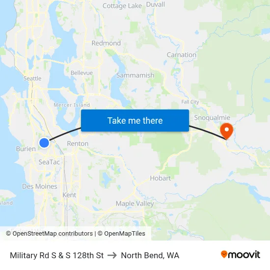 Military Rd S & S 128th St to North Bend, WA map