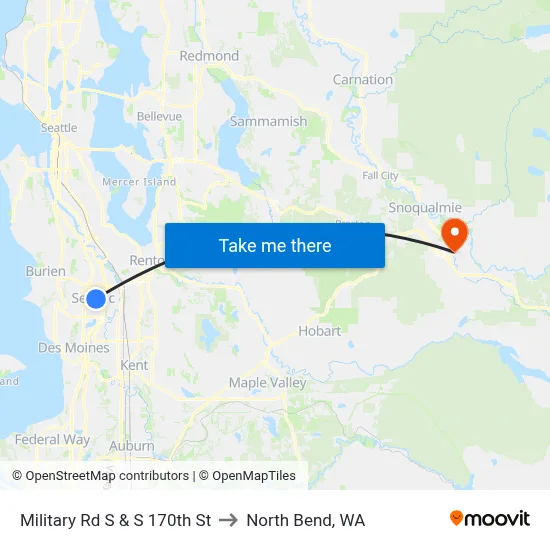 Military Rd S & S 170th St to North Bend, WA map