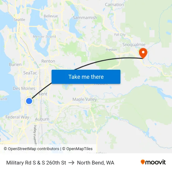 Military Rd S & S 260th St to North Bend, WA map