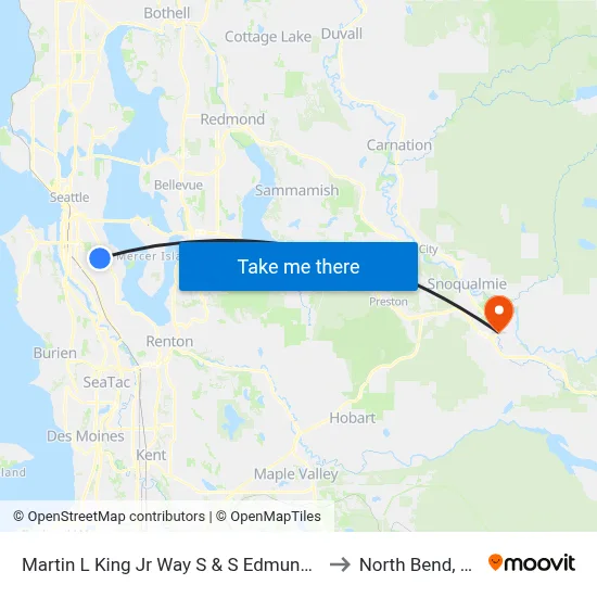 Martin L King Jr Way S & S Edmunds St to North Bend, WA map