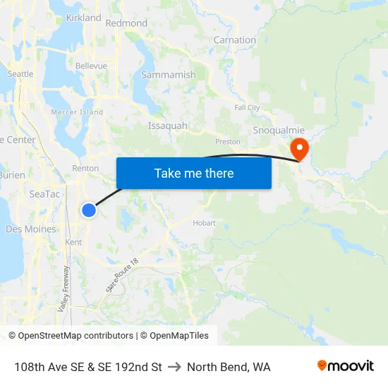 108th Ave SE & SE 192nd St to North Bend, WA map