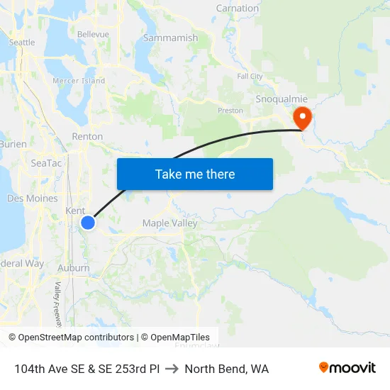 104th Ave SE & SE 253rd Pl to North Bend, WA map