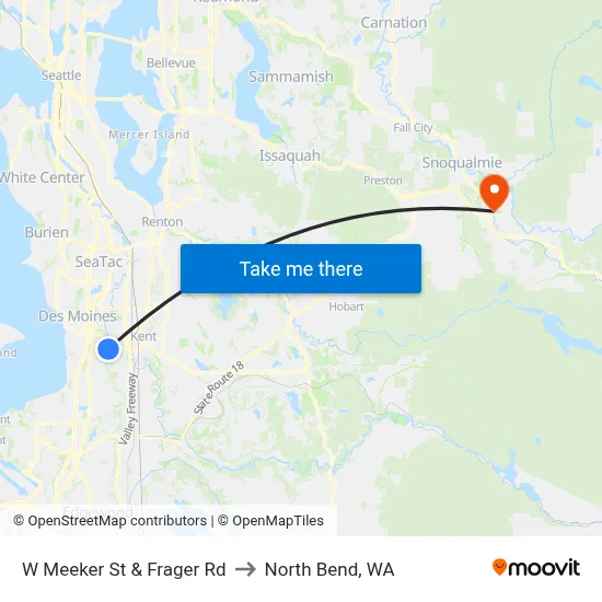 W Meeker St & Frager Rd to North Bend, WA map