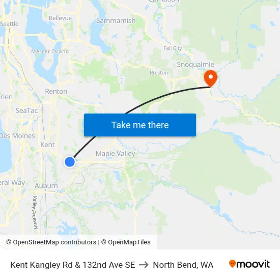 Kent Kangley Rd & 132nd Ave SE to North Bend, WA map