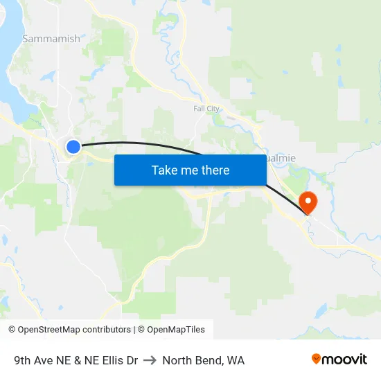 9th Ave NE & NE Ellis Dr to North Bend, WA map