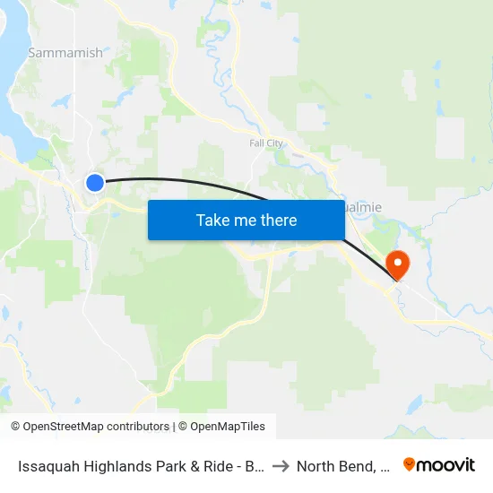 Issaquah Highlands Park & Ride - Bay 3 to North Bend, WA map