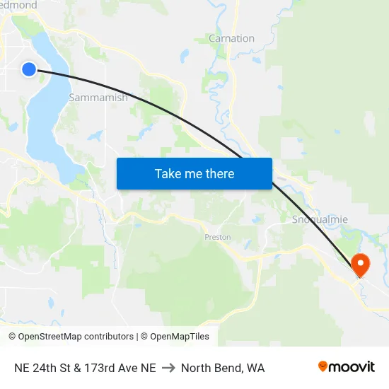 NE 24th St & 173rd Ave NE to North Bend, WA map