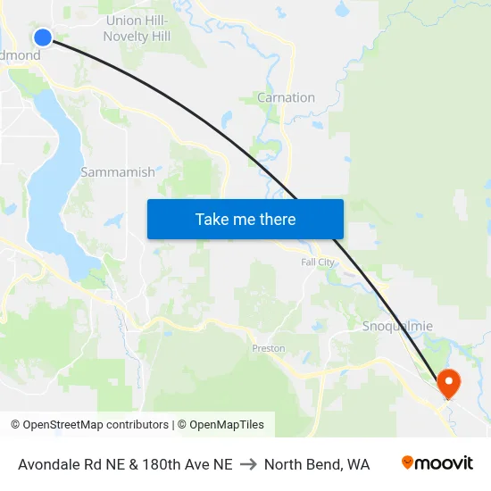 Avondale Rd NE & 180th Ave NE to North Bend, WA map