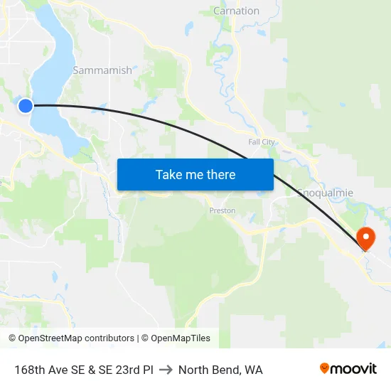 168th Ave SE & SE 23rd Pl to North Bend, WA map