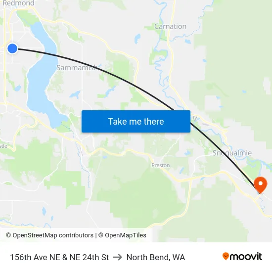 156th Ave NE & NE 24th St to North Bend, WA map