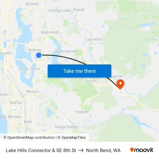 Lake Hills Connector & SE 8th St to North Bend, WA map
