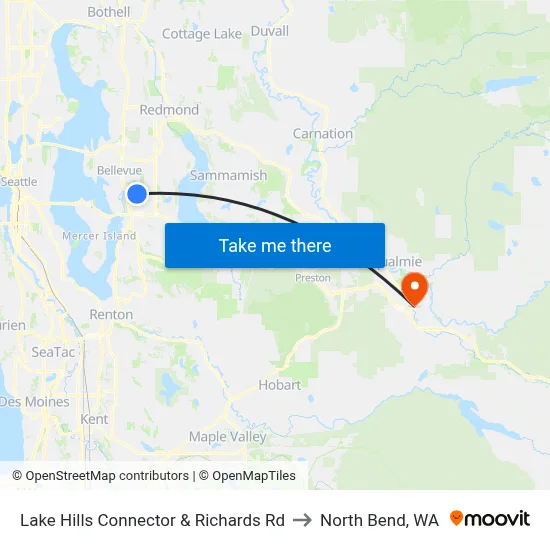 Lake Hills Connector & Richards Rd to North Bend, WA map