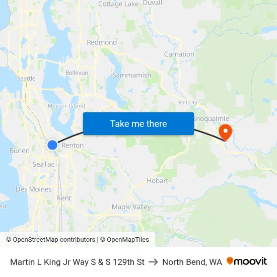Martin L King Jr Way S & S 129th St to North Bend, WA map