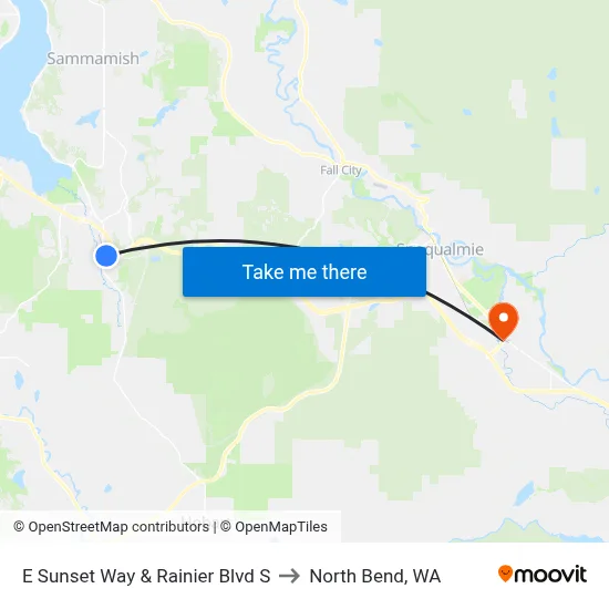 E Sunset Way & Rainier Blvd S to North Bend, WA map
