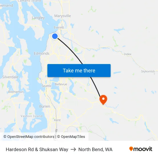 Hardeson Rd & Shuksan Way to North Bend, WA map