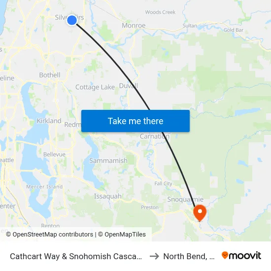 Cathcart Way & Snohomish Cascade Dr to North Bend, WA map