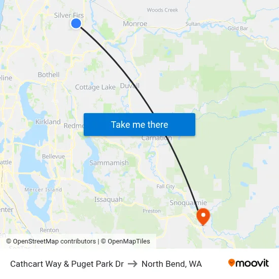 Cathcart Way & Puget Park Dr to North Bend, WA map