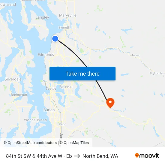 84th St SW & 44th Ave W - Eb to North Bend, WA map