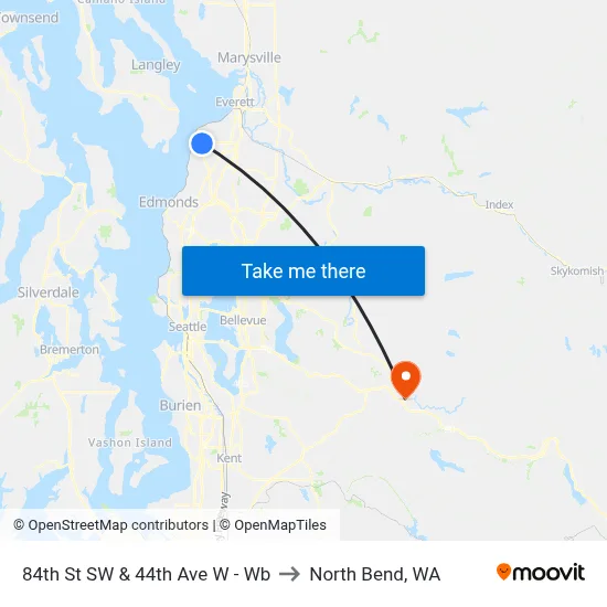84th St SW & 44th Ave W - Wb to North Bend, WA map