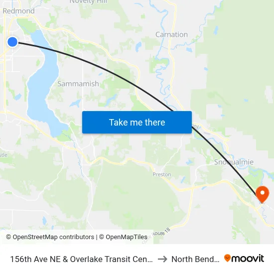 156th Ave NE & Overlake Transit Center - Bay 7 to North Bend, WA map