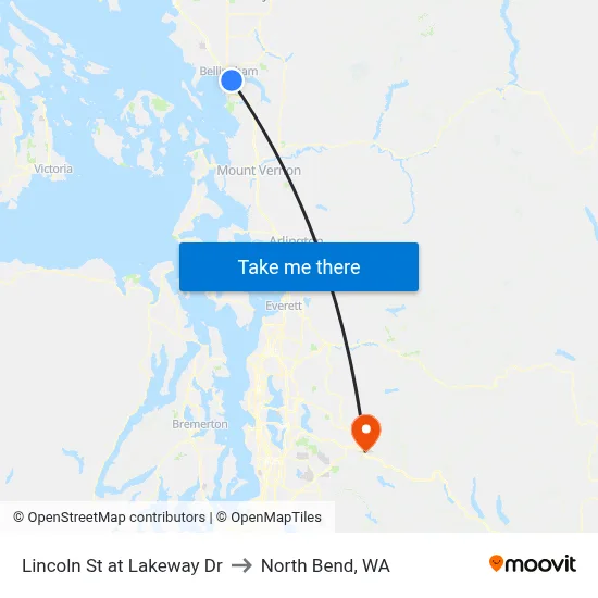 Lincoln St at Lakeway Dr to North Bend, WA map