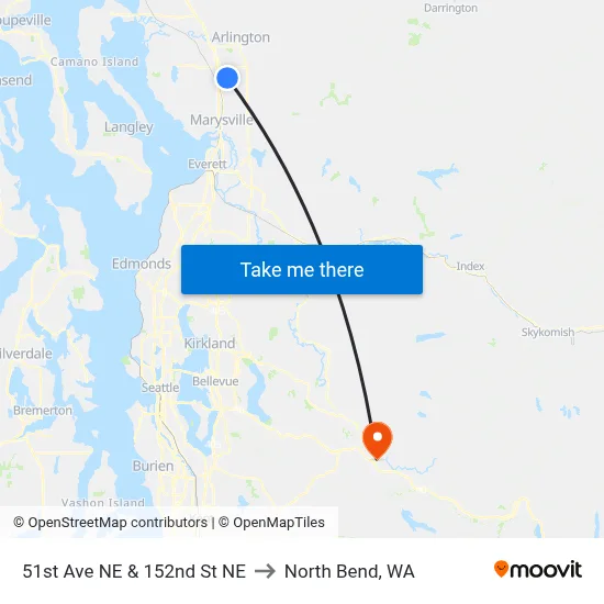 51st Ave NE & 152nd St NE to North Bend, WA map