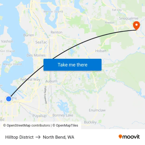 Hilltop District to North Bend, WA map