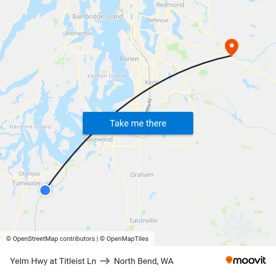 Yelm Hwy at Titleist Ln to North Bend, WA map