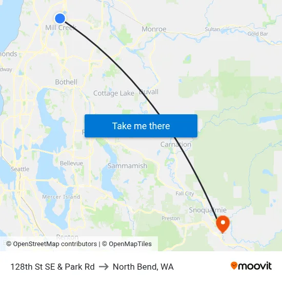 128th St SE & Park Rd to North Bend, WA map