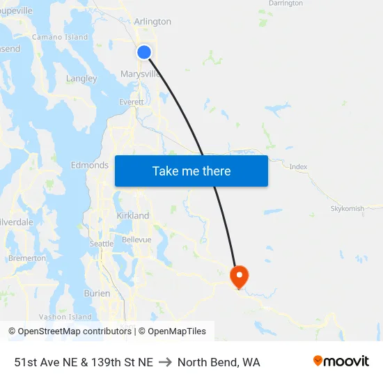 51st Ave NE & 139th St NE to North Bend, WA map