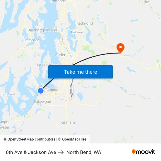6th Ave & Jackson Ave to North Bend, WA map