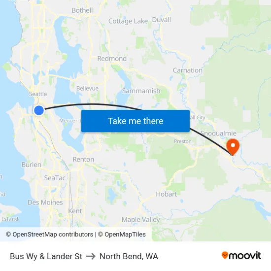 Bus Wy & Lander St to North Bend, WA map