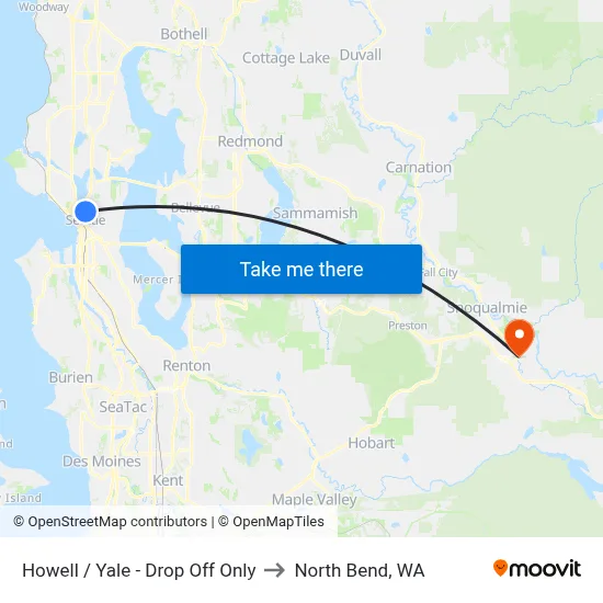 Howell / Yale - Drop Off Only to North Bend, WA map