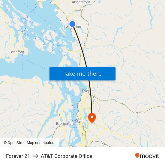 Forever 21 to AT&T Corporate Office map