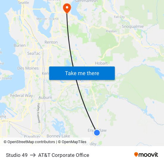 Studio 49 to AT&T Corporate Office map