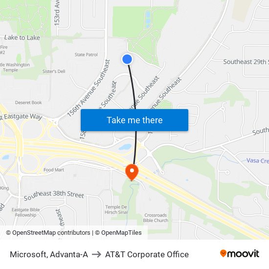 Microsoft, Advanta-A to AT&T Corporate Office map