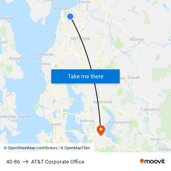 40-86 to AT&T Corporate Office map