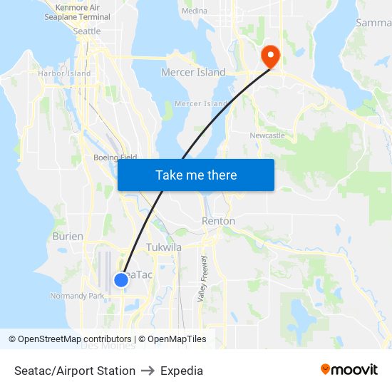 Seatac/Airport Station to Expedia map