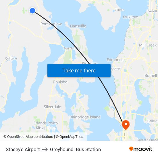 Stacey's Airport to Greyhound: Bus Station map