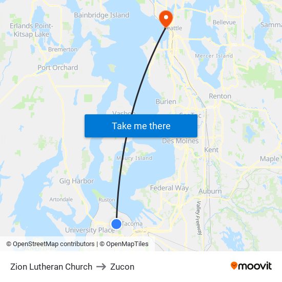 Zion Lutheran Church to Zucon map