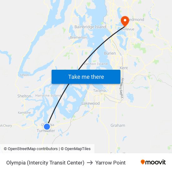 Olympia (Intercity Transit Center) to Yarrow Point map