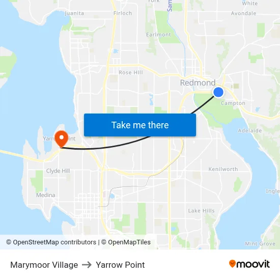 Marymoor Village to Yarrow Point map