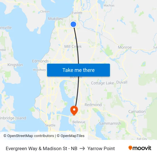 Evergreen Way & Madison St - NB to Yarrow Point map