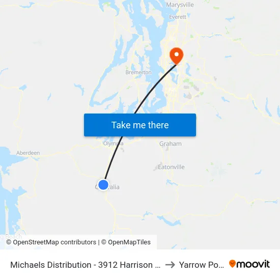 Michaels Distribution - 3912 Harrison Ave. to Yarrow Point map