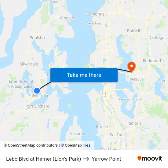 Lebo Blvd at Hefner (Lion's Park) to Yarrow Point map