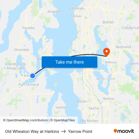 Old Wheaton Way at Harkins to Yarrow Point map