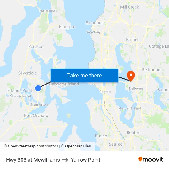 Hwy 303 at Mcwilliams to Yarrow Point map