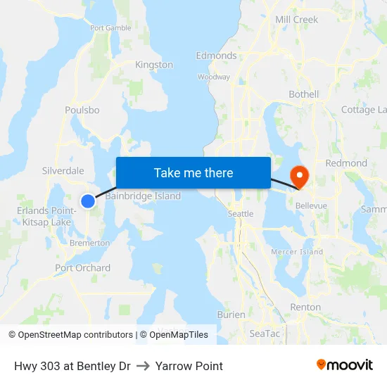 Hwy 303 at Bentley Dr to Yarrow Point map